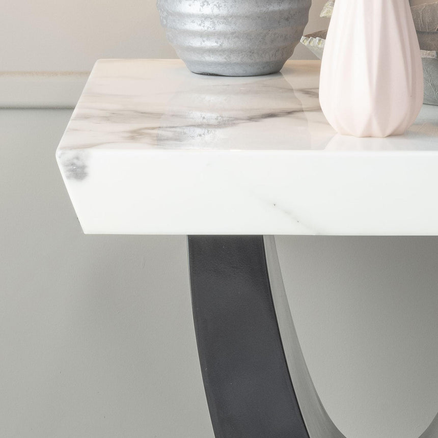 Madrid White Marble Side Table-2