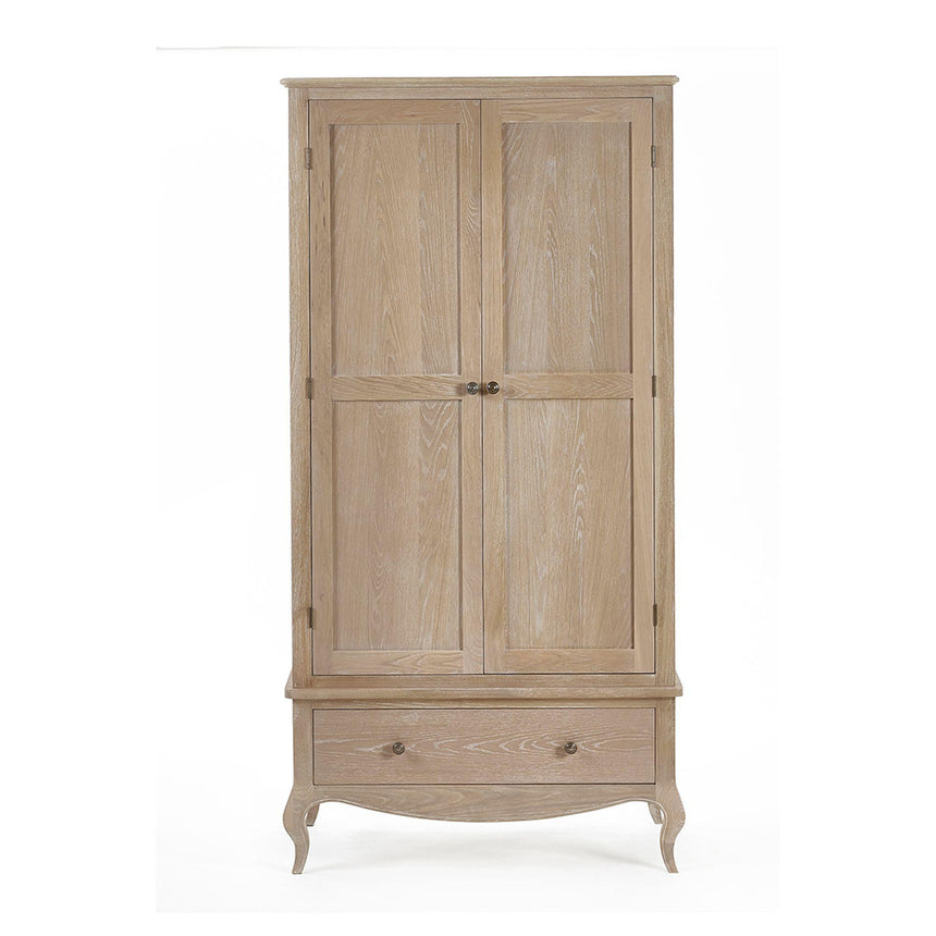 Camille Oak French Style 2 Door 1 Drawer Double Wardrobe-3