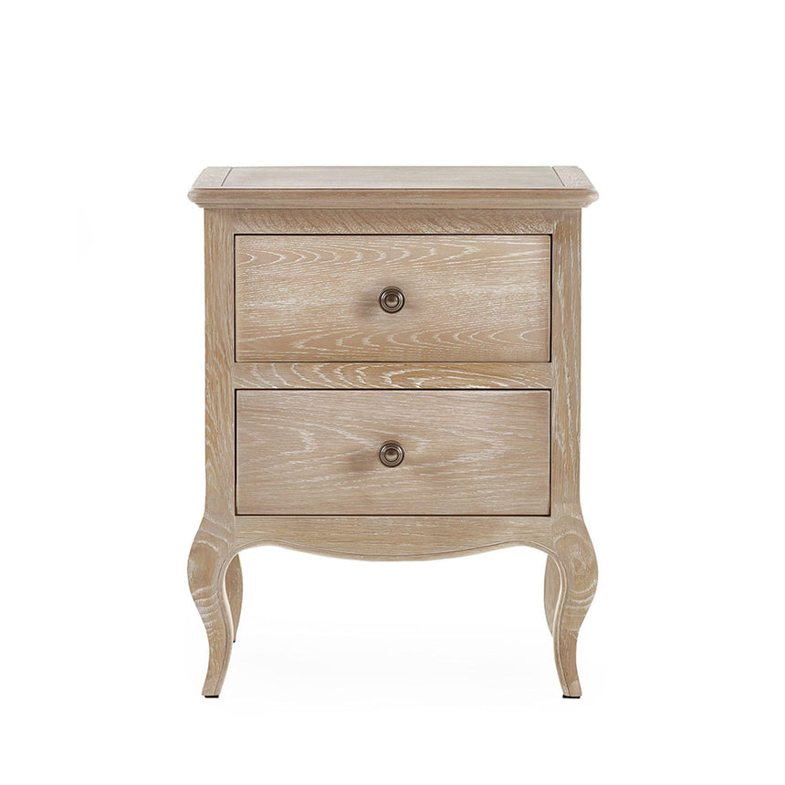 Camille Oak French Style 2 Drawer Bedside Cabinet-3