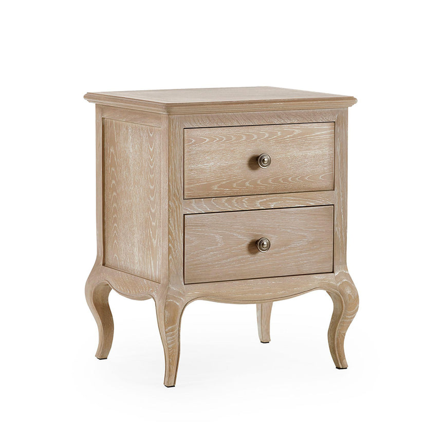 Camille Oak French Style 2 Drawer Bedside Cabinet-4