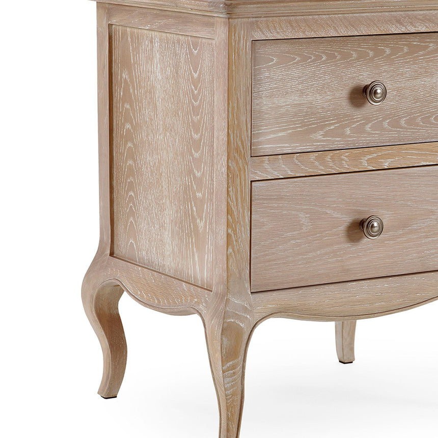 Camille Oak French Style 2 Drawer Bedside Cabinet-5