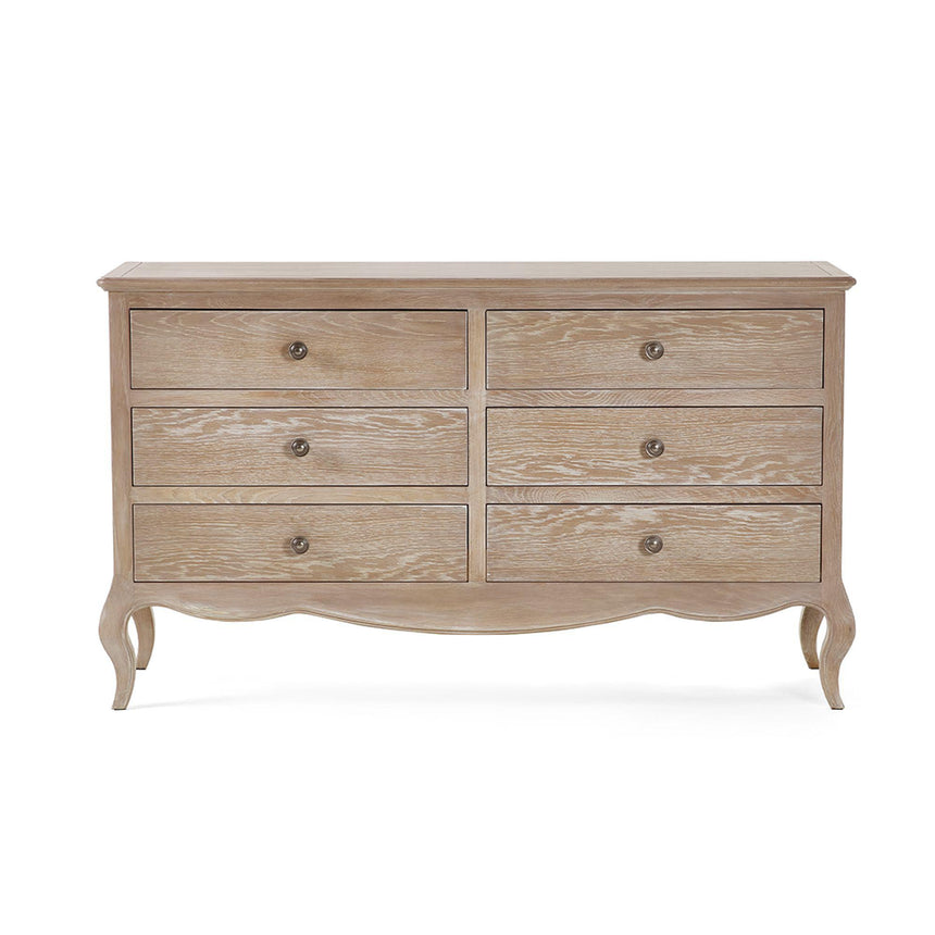 Camille Oak French Style 6 Drawer Wide Chest-3