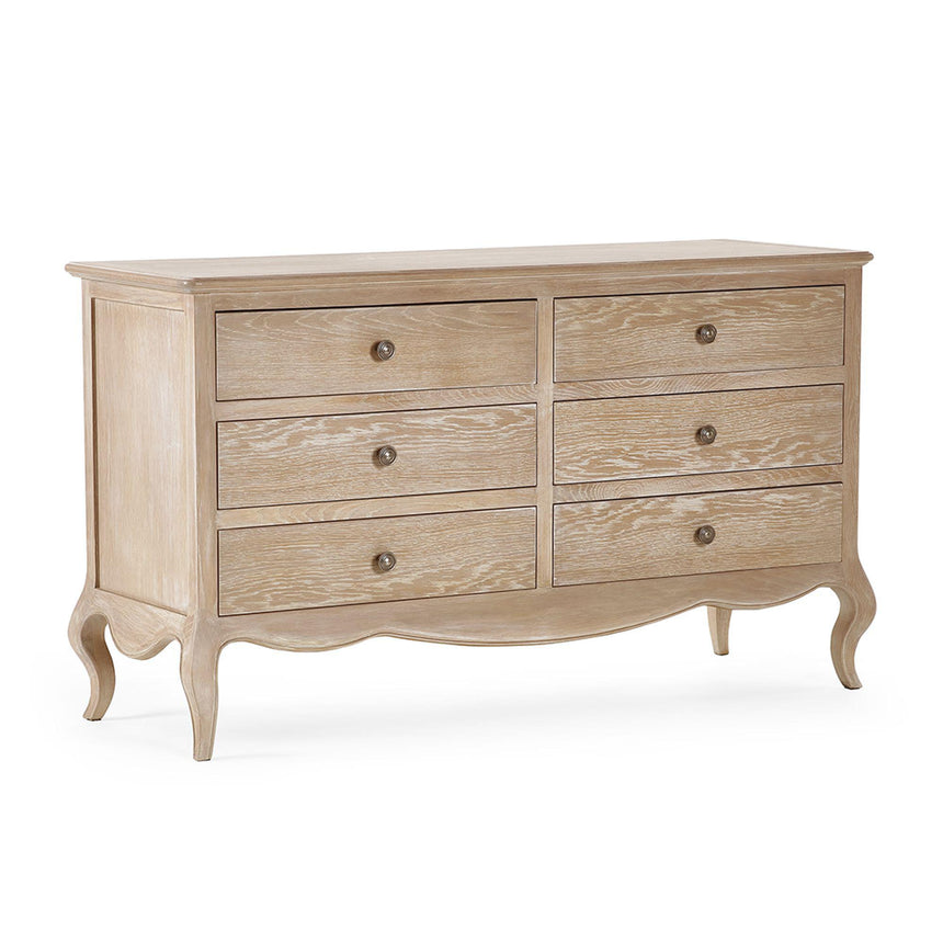 Camille Oak French Style 6 Drawer Wide Chest-4