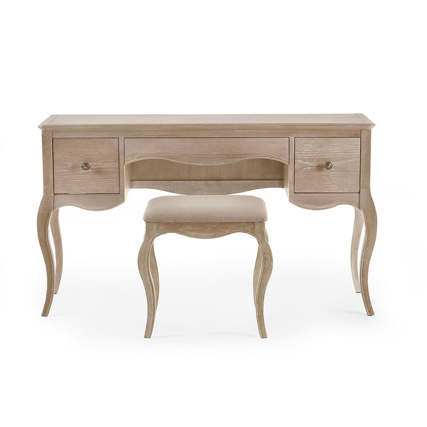 Camille Oak French Style Dressing Table and Stool-2