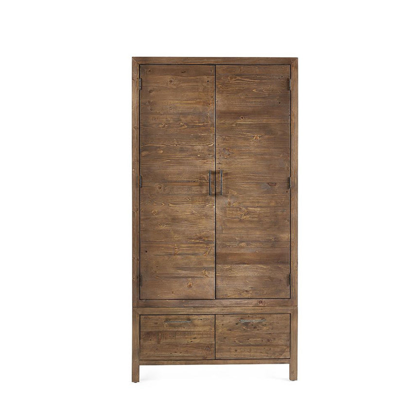 Heritage Reclaimed Pine 2 Door 2 Drawer Double Wardrobe-2