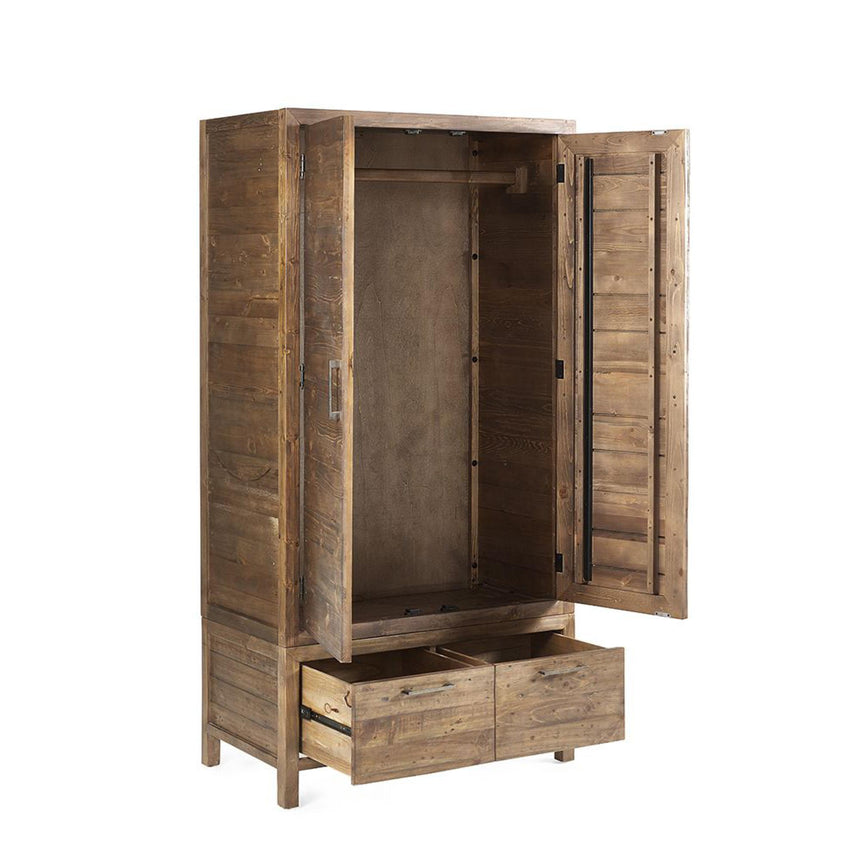 Heritage Reclaimed Pine 2 Door 2 Drawer Double Wardrobe-3