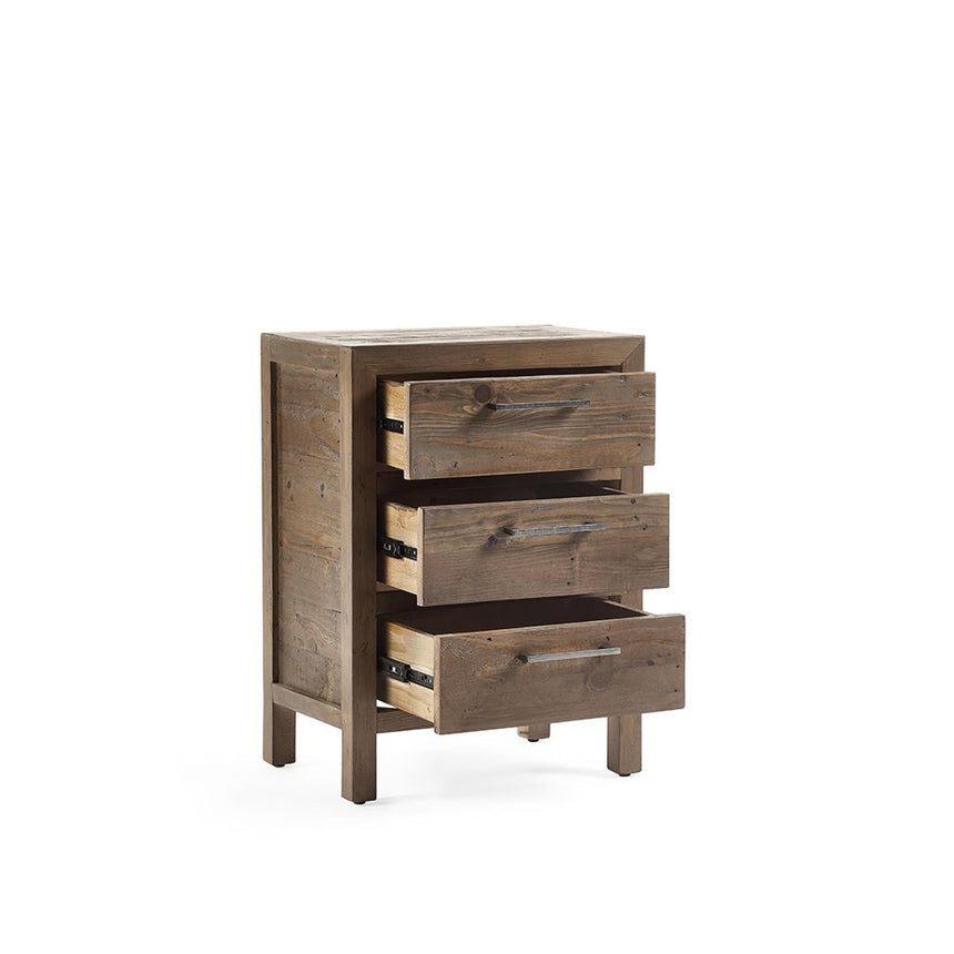 Heritage Reclaimed Pine 3 Drawer Bedside-2