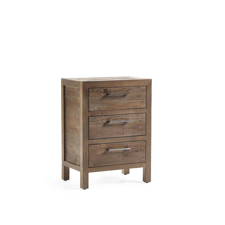 Heritage Reclaimed Pine 3 Drawer Bedside-4