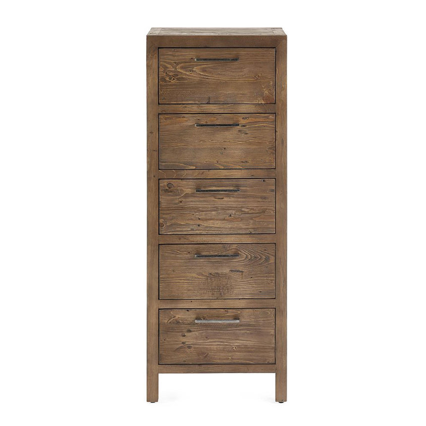 Heritage Reclaimed Pine 5 Drawer Narrow Chest-2