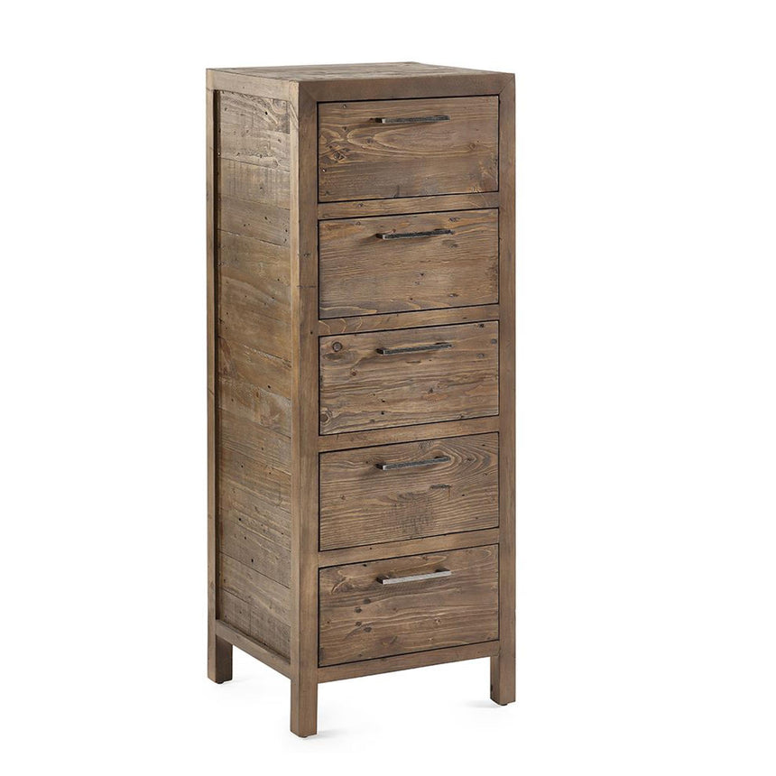 Heritage Reclaimed Pine 5 Drawer Narrow Chest-3