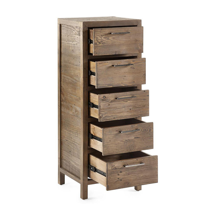 Heritage Reclaimed Pine 5 Drawer Narrow Chest-4