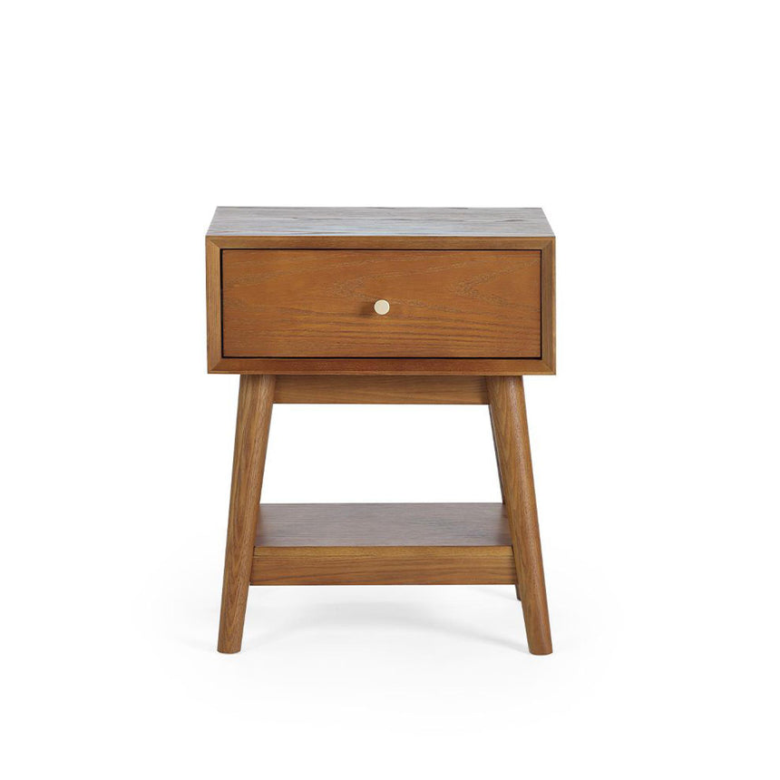 Lowry Cherry Wood Retro Style 1 Drawer Side Table-3