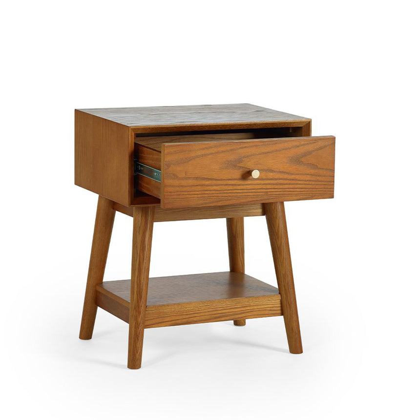Lowry Cherry Wood Retro Style 1 Drawer Side Table-5
