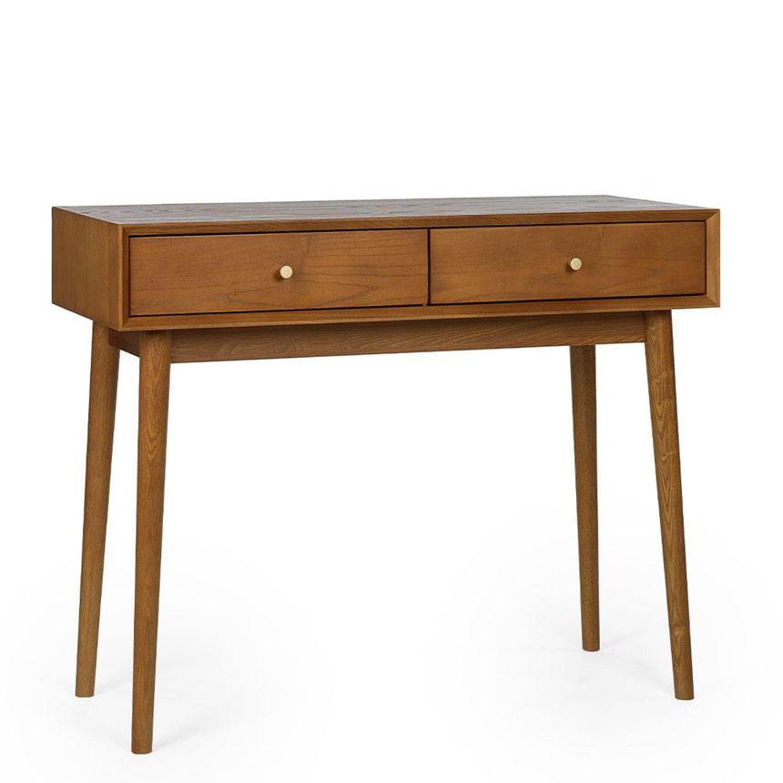 Lowry Cherry Wood Retro Style 2 Drawer Writing Desk-2