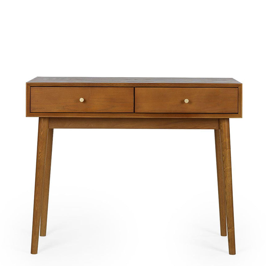 Lowry Cherry Wood Retro Style 2 Drawer Writing Desk-3