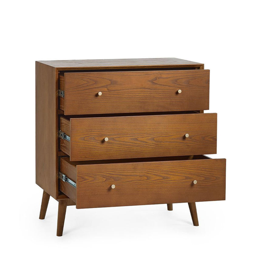 Lowry Cherry Wood Retro Style 3 Drawer Small Chest-4