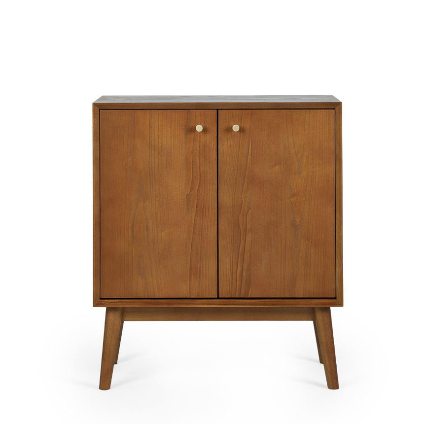 Lowry Cherry Wood Retro Style 70cm Compact 2 Door Sideboard-4