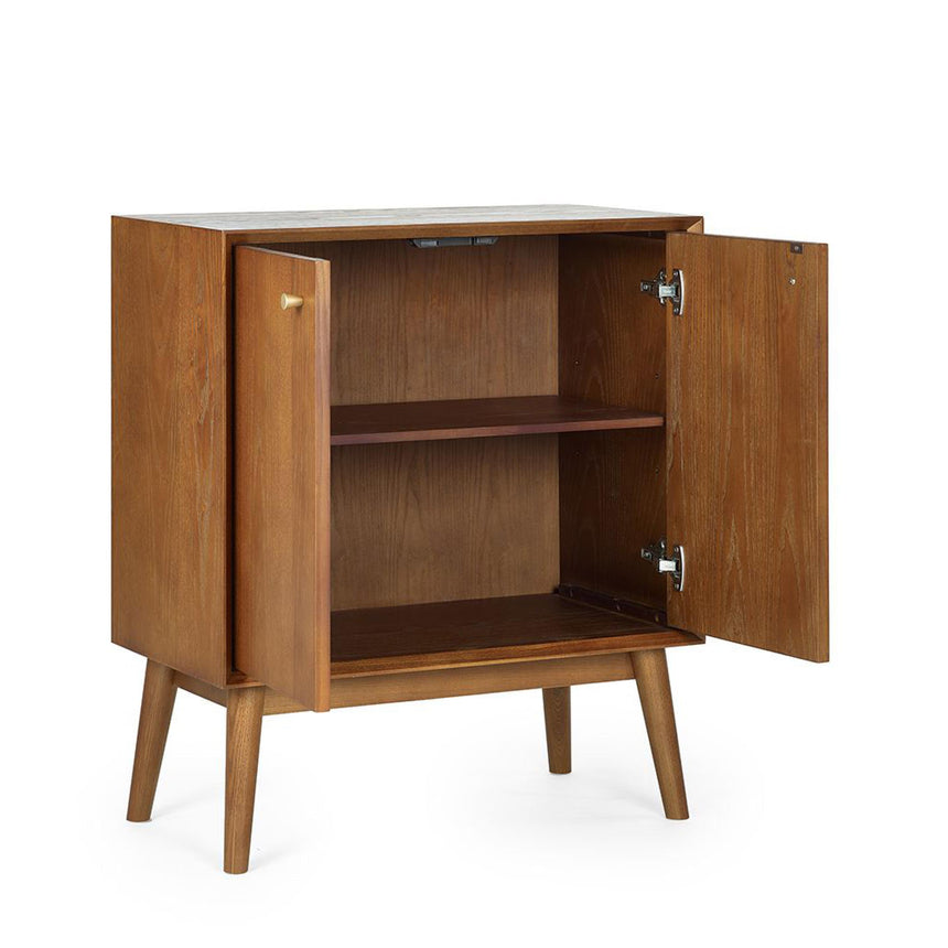 Lowry Cherry Wood Retro Style 70cm Compact 2 Door Sideboard-5