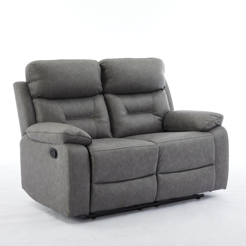 Hayley Grey Fabric 2 Seater Manual Recliner Sofa-4