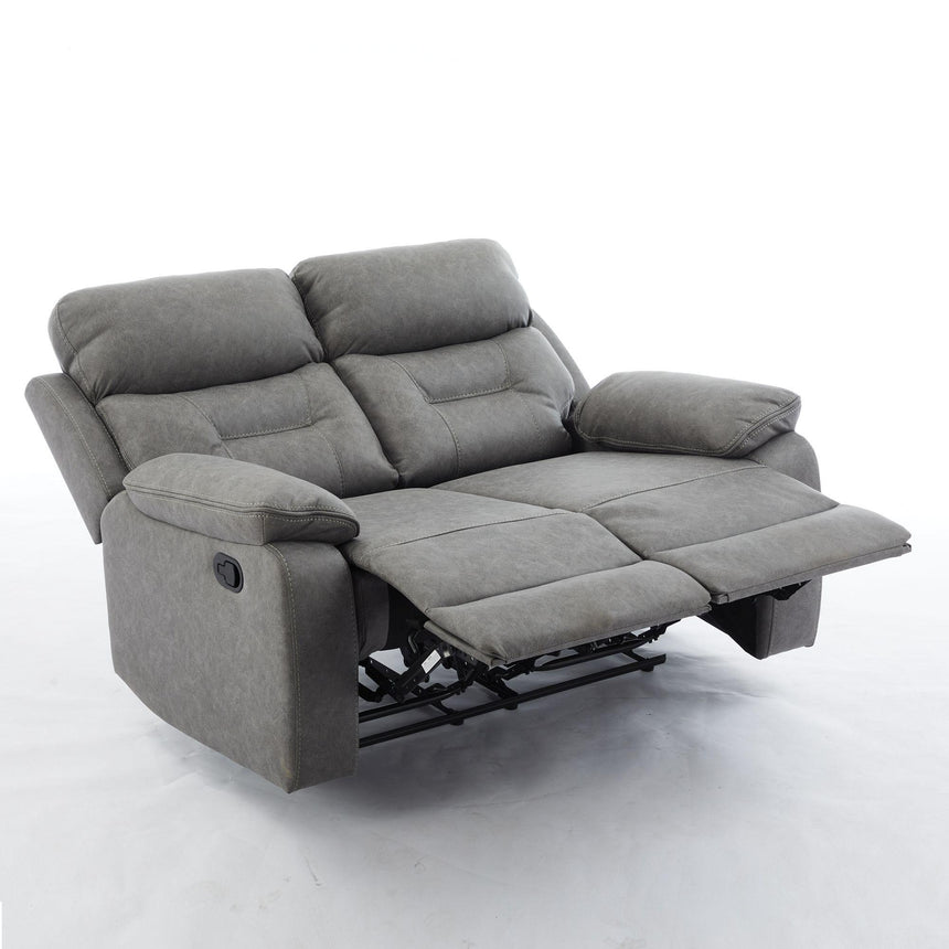 Hayley Grey Fabric 2 Seater Manual Recliner Sofa-5