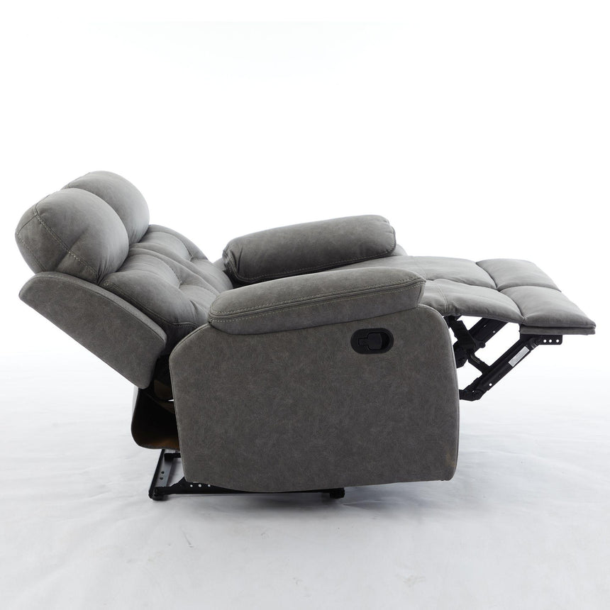 Hayley Grey Fabric 2 Seater Manual Recliner Sofa-6