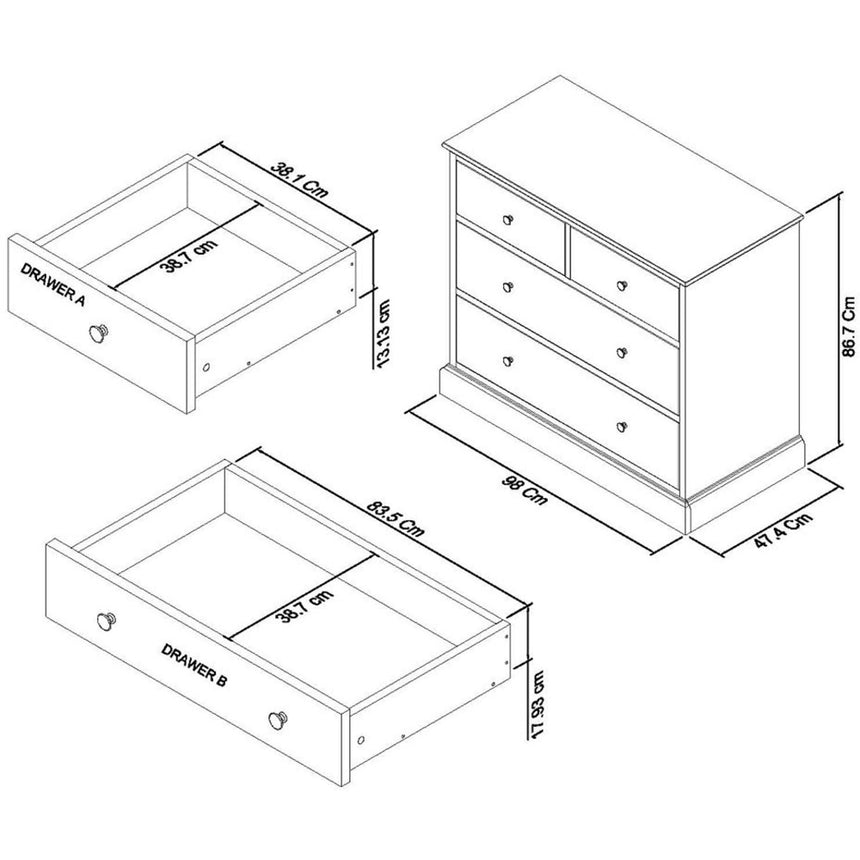 Bentley Designs Ashby Soft Grey 2+2 Drawer Chest-4