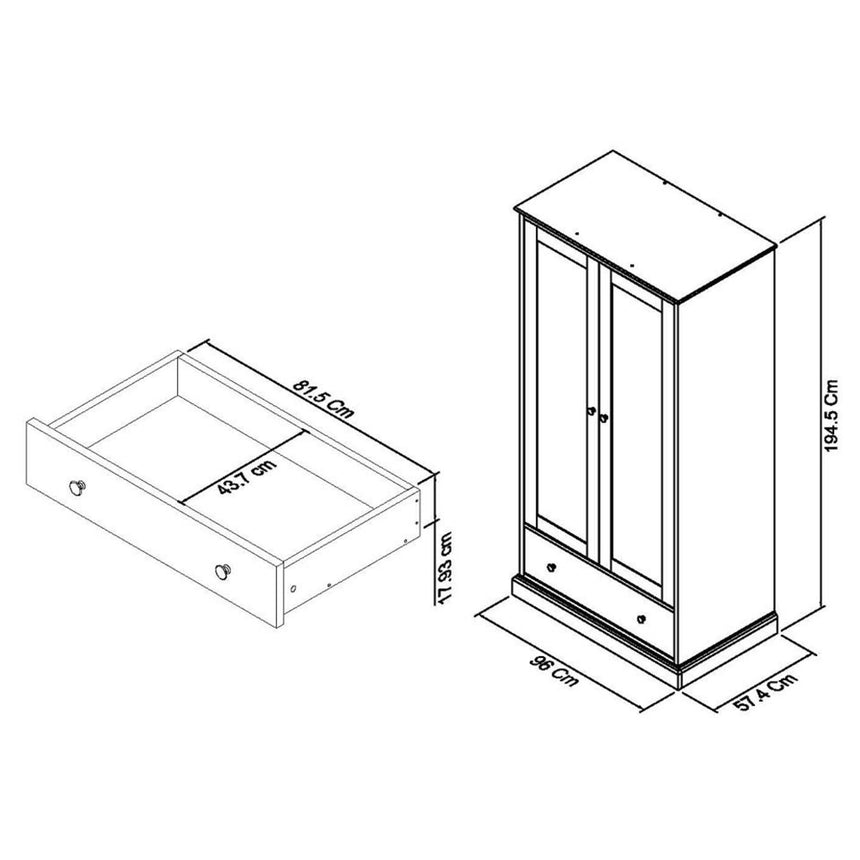 Bentley Designs Ashby White 2 Door Combi Wardrobe-5