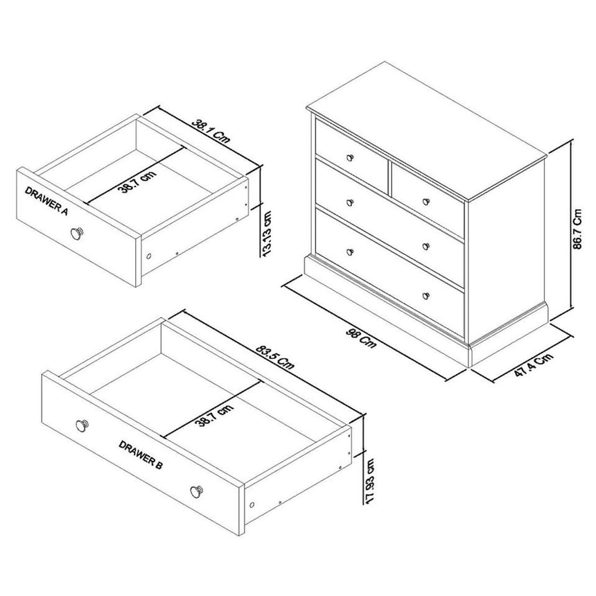 Bentley Designs Ashby White 2+2 Drawer Chest-4