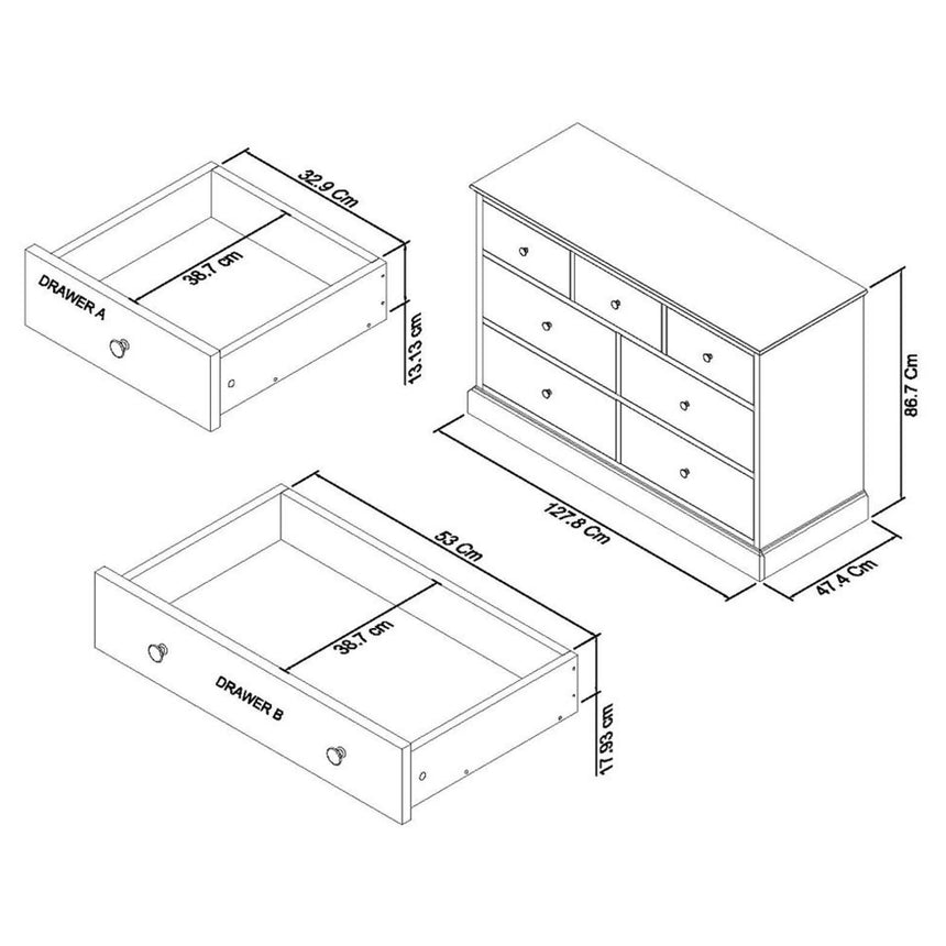Bentley Designs Ashby White 3+4 Drawer Chest-5