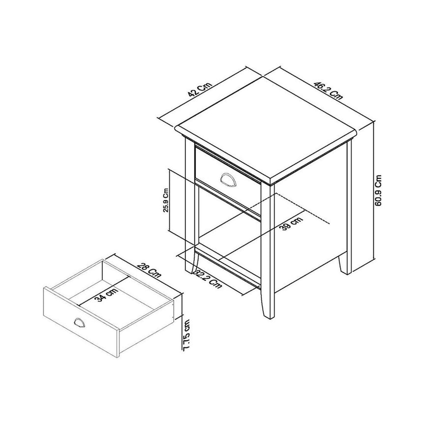 Bentley Designs Hampstead Two Tone 1 Drawer Bedside Cabinet-3