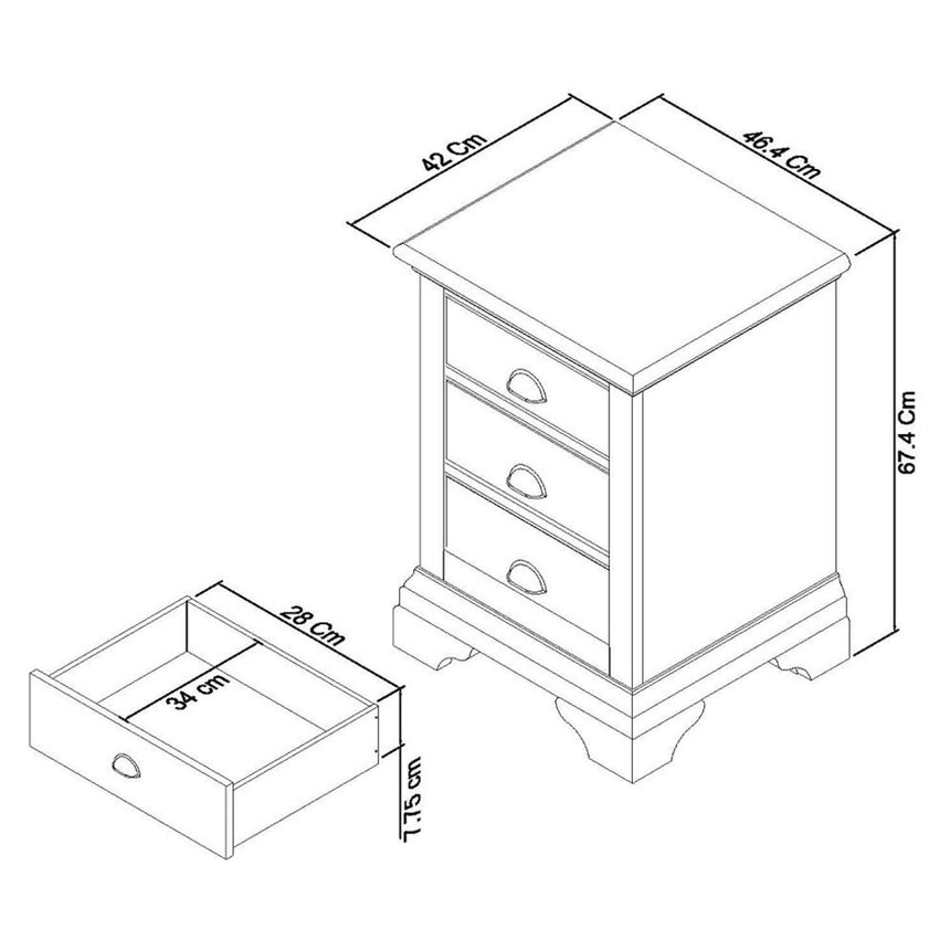 Bentley Designs Hampstead Two Tone 3 Drawer Bedside Cabinet-2