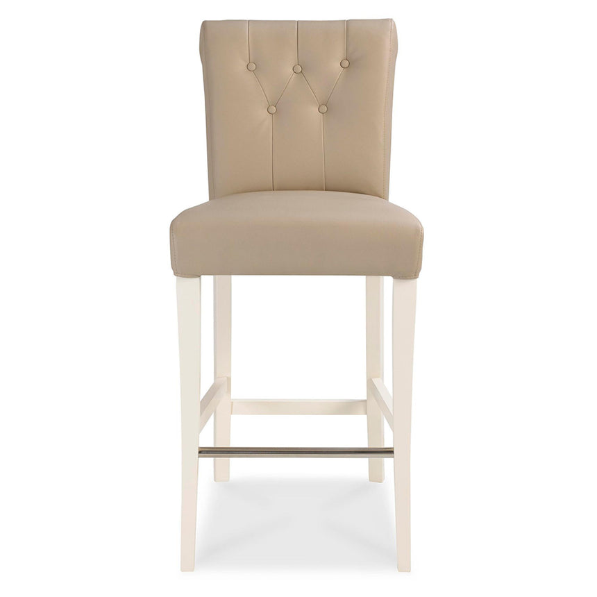 2 x Bentley Designs Hampstead Two Tone Ivory Bonded Leather Upholstered Barstool-2