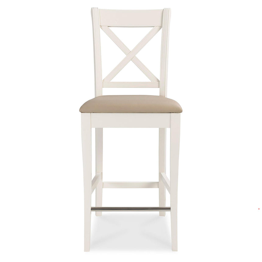 2 x Bentley Designs Hampstead Two Tone Ivory Bonded Leather X Back Barstool-2