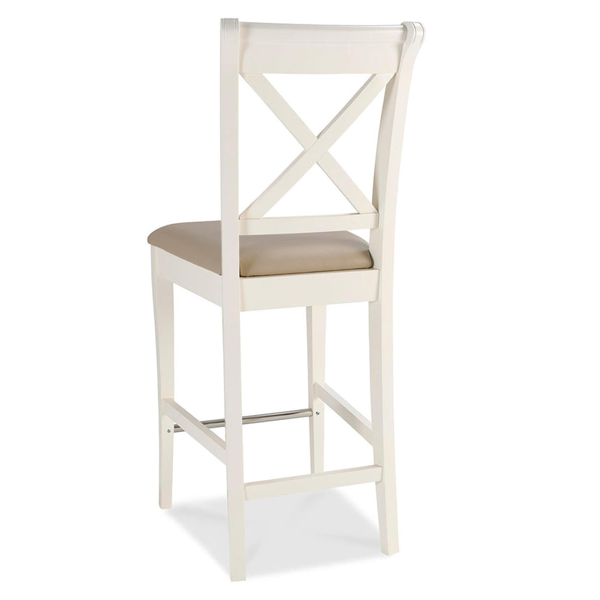 2 x Bentley Designs Hampstead Two Tone Ivory Bonded Leather X Back Barstool-3