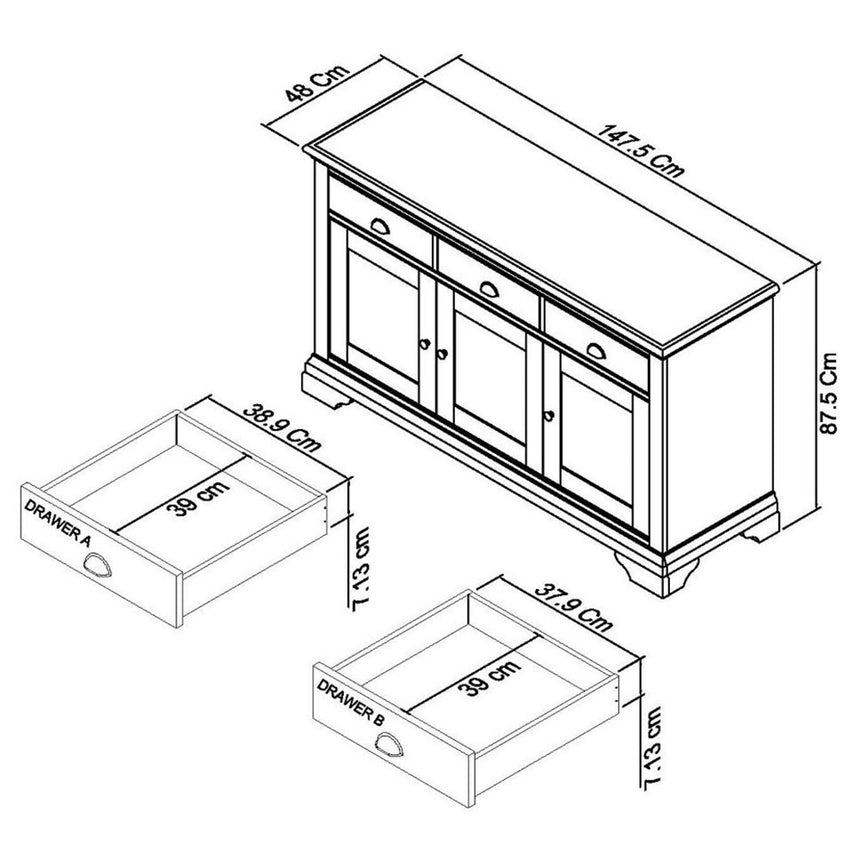 Bentley Designs Hampstead Two Tone Wide 3 Door Sideboard-3