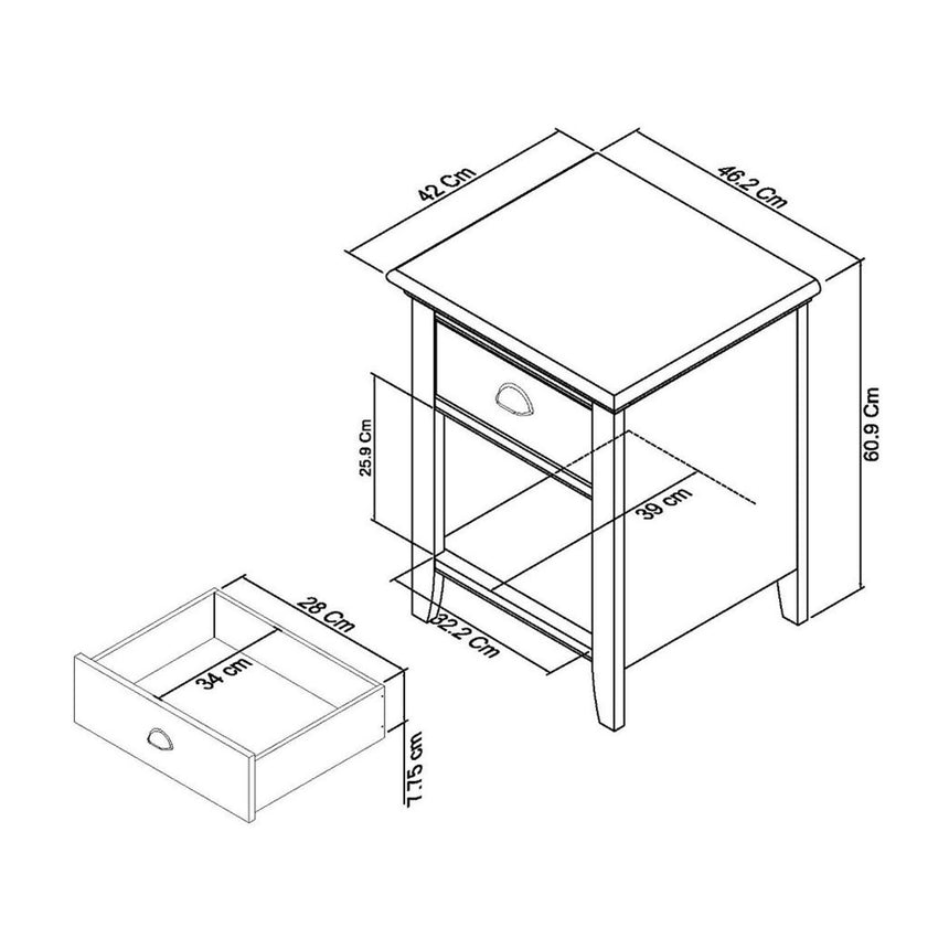 Bentley Designs Hampstead White 1 Drawer Bedside Cabinet-3