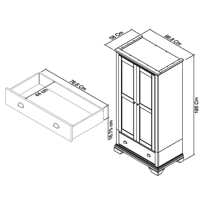 Bentley Designs Hampstead White 2 Door Combi Wardrobe-3
