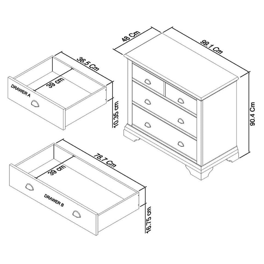 Bentley Designs Hampstead White 2+2 Drawer Chest-3