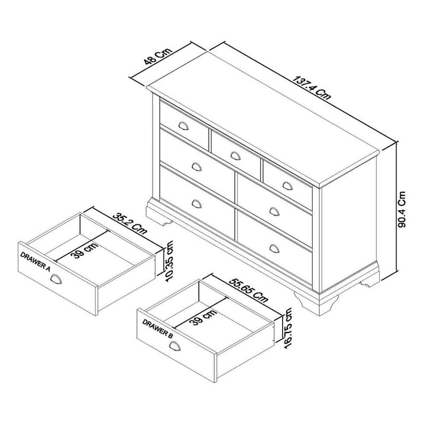 Bentley Designs Hampstead White 3+4 Drawer Chest-3