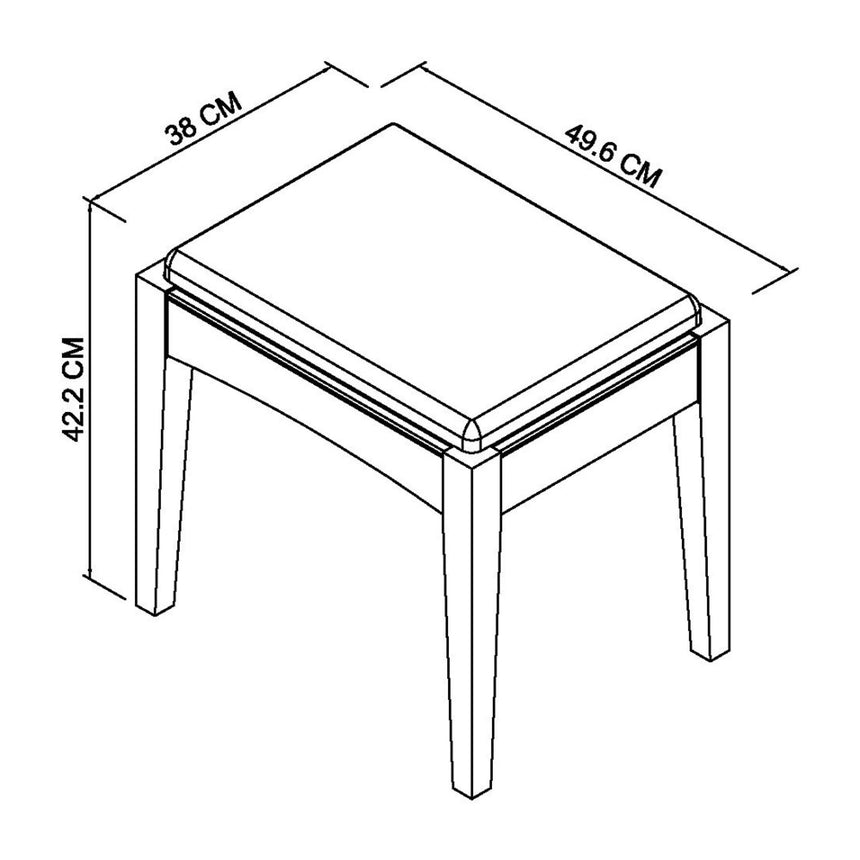 Bentley Designs Hampstead White Stool - Pebble Grey Fabric-3