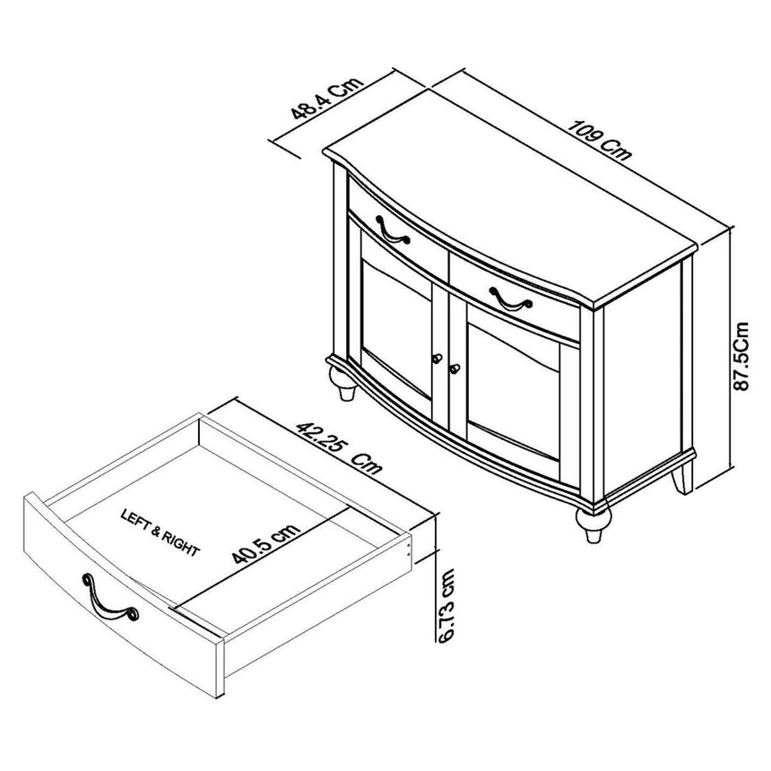 Bentley Designs Montreux Grey Washed Oak and Soft Grey 2 Drawer Narrow Sideboard-8