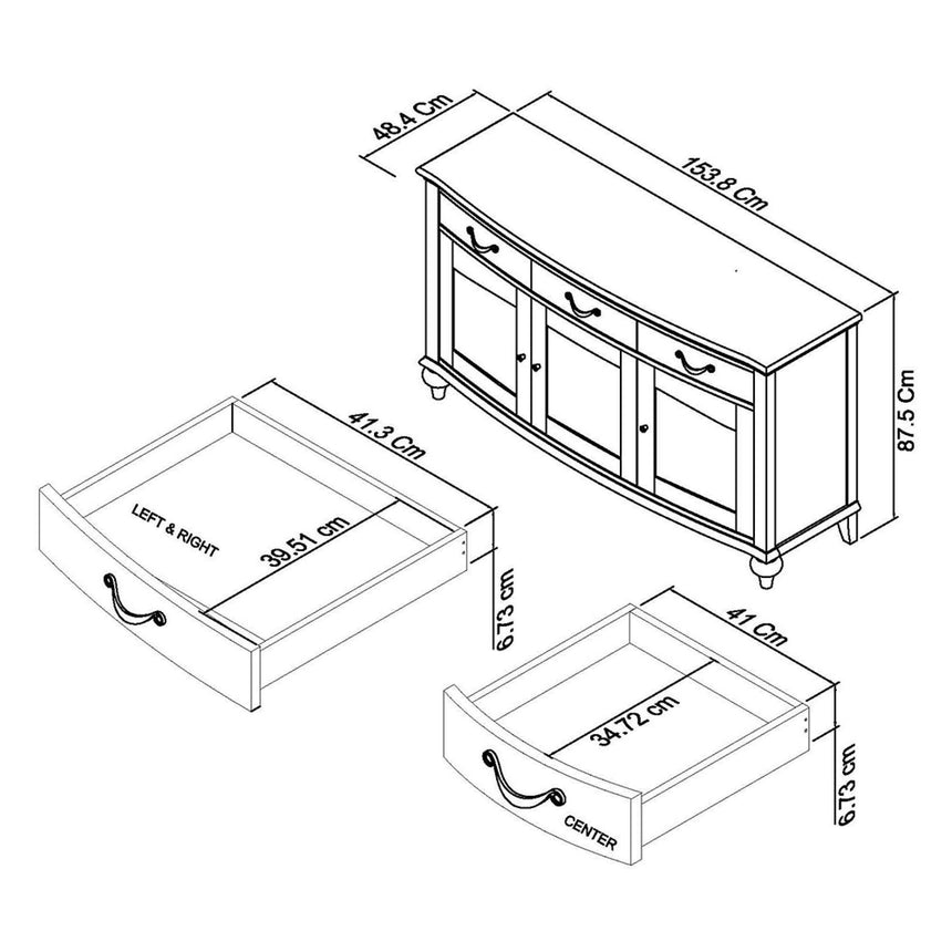 Bentley Designs Montreux Grey Washed Oak and Soft Grey 3 Drawer Wide Sideboard-6