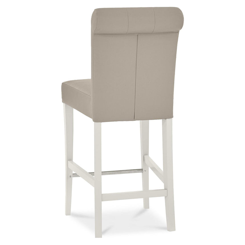 Bentley Designs Montreux Grey Washed Oak and Soft Grey Bar Table with 2 Upholstered Grey Bonded Leather Bar Stools-6