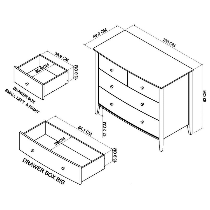 Bentley Designs Whitby Scandi Oak and Soft Grey 2+2 Drawer Chest-3