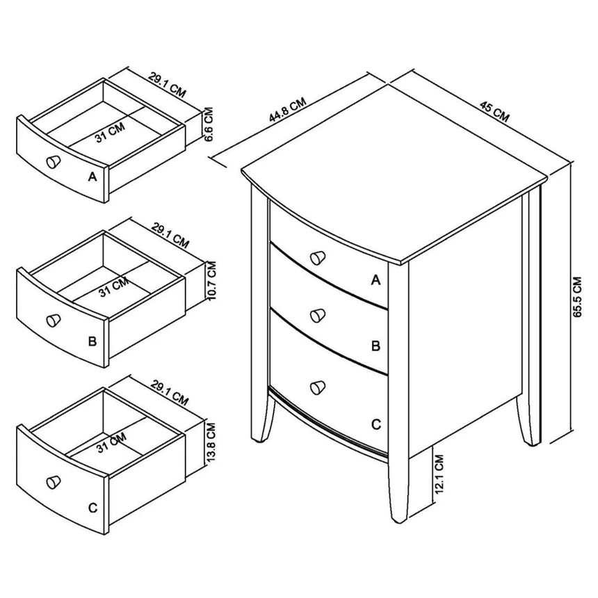 Bentley Designs Whitby Scandi Oak and Soft Grey 3 Drawer Bedside Cabinet-3