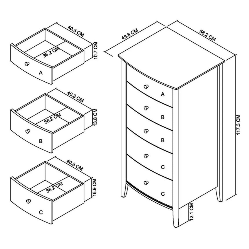 Bentley Designs Whitby Scandi Oak and Soft Grey 5 Drawer Chest-3