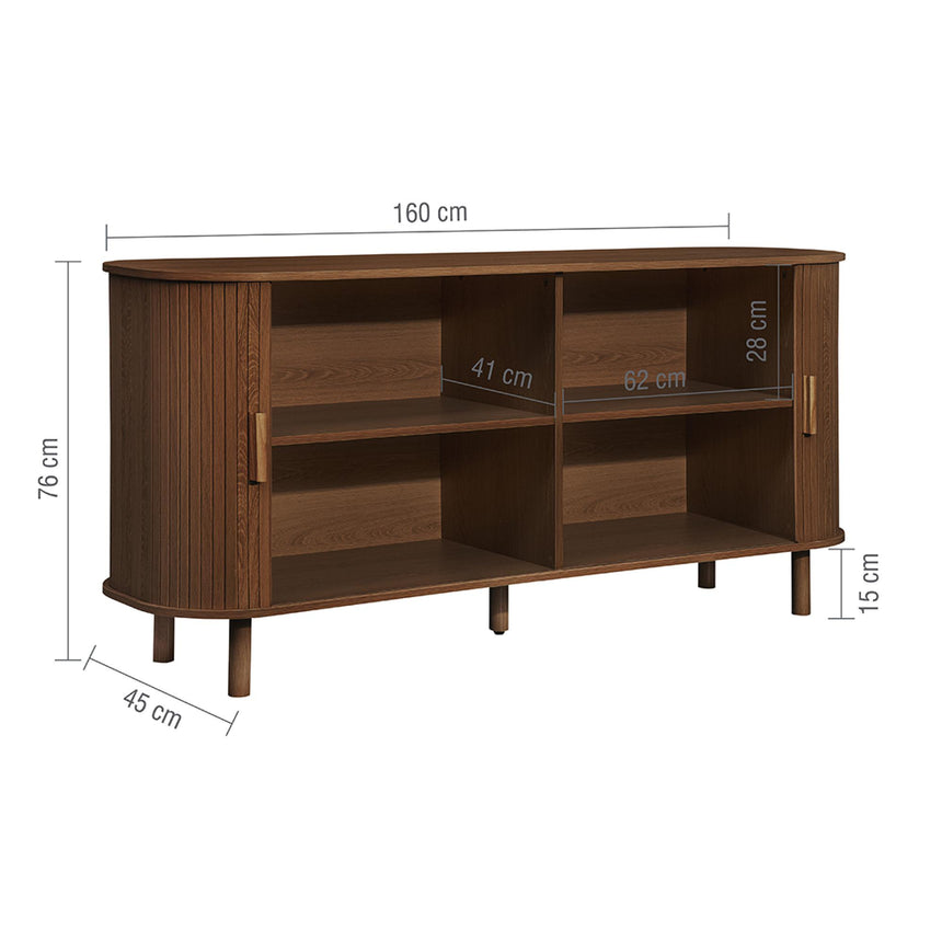 Axel Walnut Fluted 2 Door Large Curved Sideboard - 160cm-7