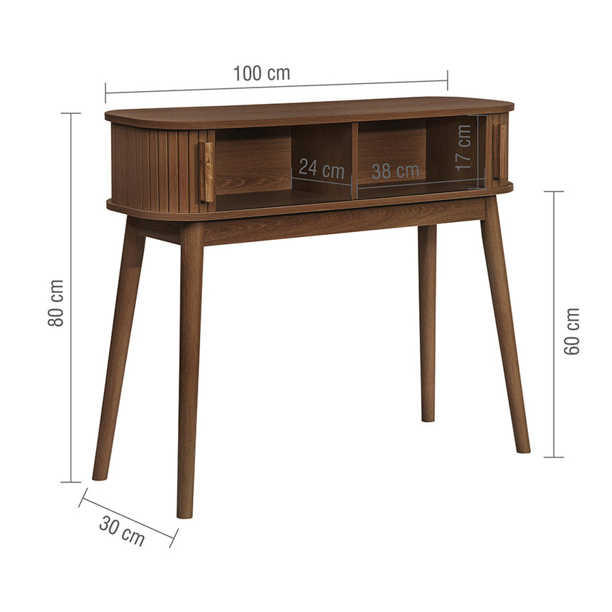Axel Walnut Fluted Curved Console Table-7