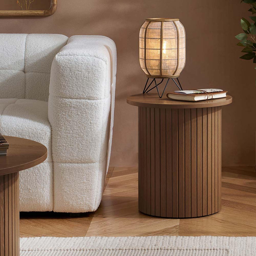 Axel Walnut Fluted Round Side Table-2
