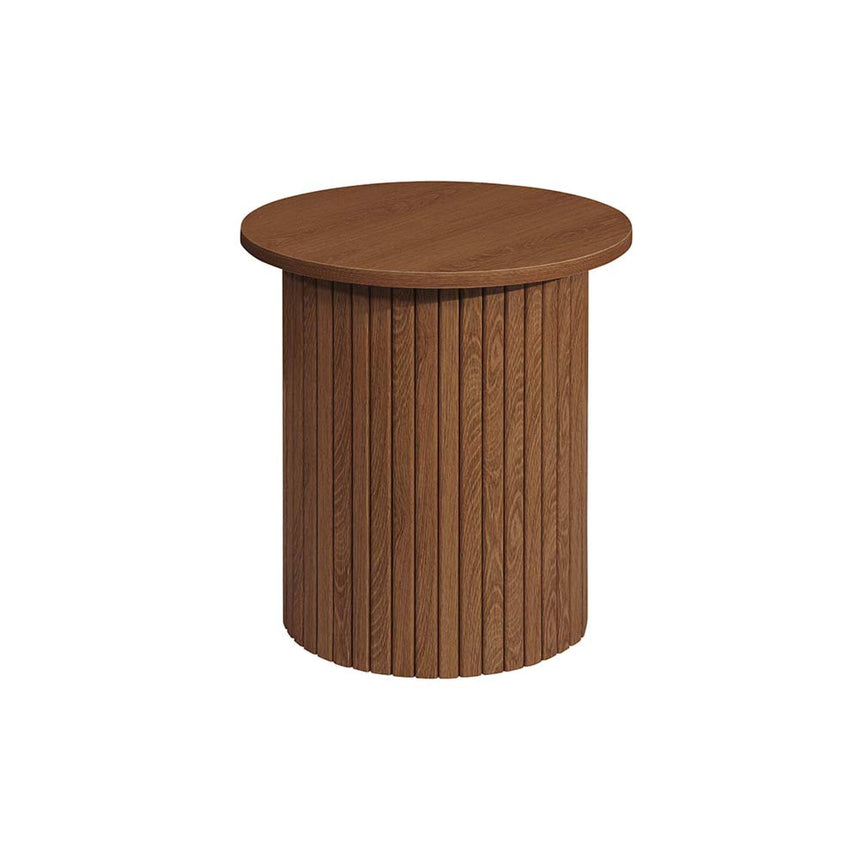 Axel Walnut Fluted Round Side Table-4